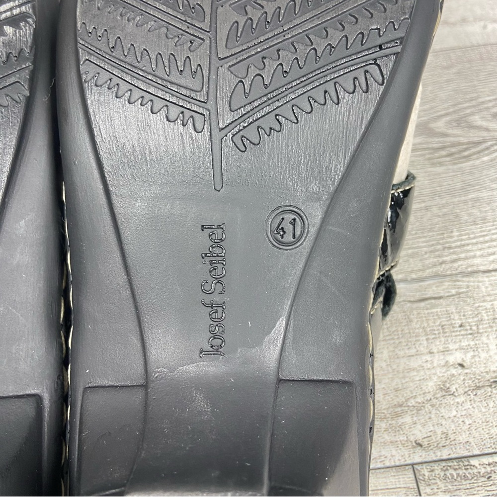 Josef Seibel Sandals Womens 10.5 41 Black Slip On Slides Open Toe Shoes Heels - Picture 3 of 10